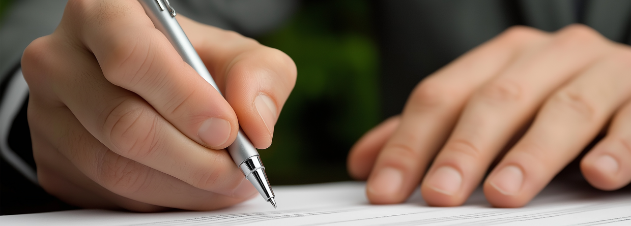 Zakenman ondertekent document